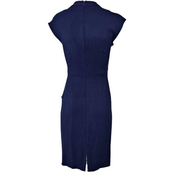 M.M. LaFleur Womens Drape Front Crossover Pencil Dress Blue Size 0 Stretch - Picture 4 of 8